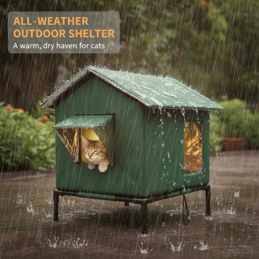 🐱 LIMITED-TIME 50% OFF! All-Weather Elevated Outdoor Cat House – Waterproof, Thermal Lining, Foldable✨