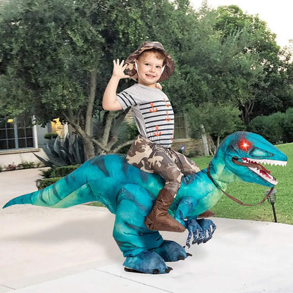DEASIA  Men’s Inflatable T-Rex Dinosaur Costume – Full Body Blow-Up Halloween Costume with Glowing Red Eyes