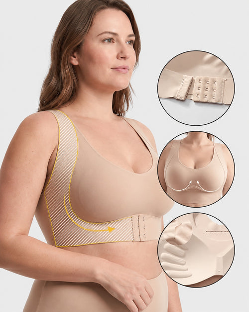 Front Closure Cross-Back Wireless Support Bra