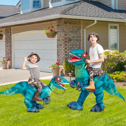 DEASIA  Men’s Inflatable T-Rex Dinosaur Costume – Full Body Blow-Up Halloween Costume with Glowing Red Eyes