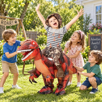 DEASIA  Men’s Inflatable T-Rex Dinosaur Costume – Full Body Blow-Up Halloween Costume with Glowing Red Eyes