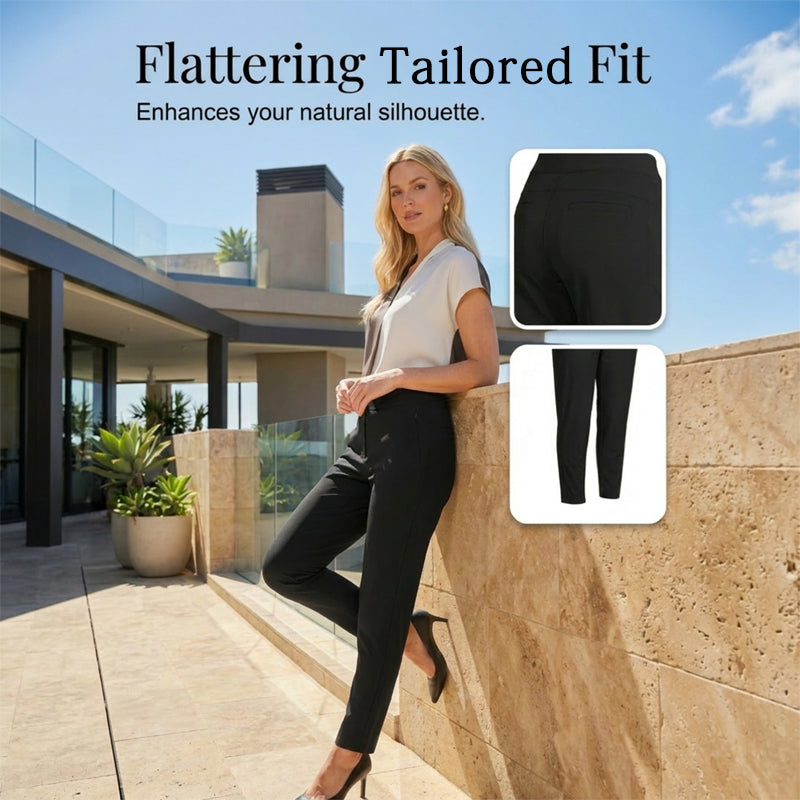 New Arrival💕Women's High-Waisted Elastic Pants with Zipper Pockets