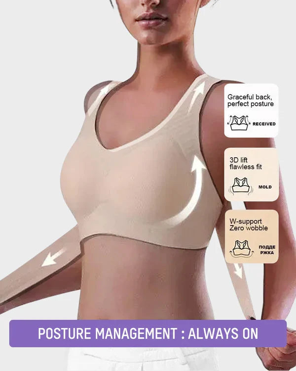 Front Closure Cross-Back Wireless Support Bra