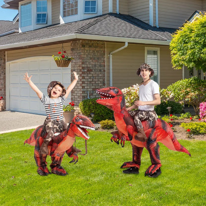 DEASIA  Men’s Inflatable T-Rex Dinosaur Costume – Full Body Blow-Up Halloween Costume with Glowing Red Eyes