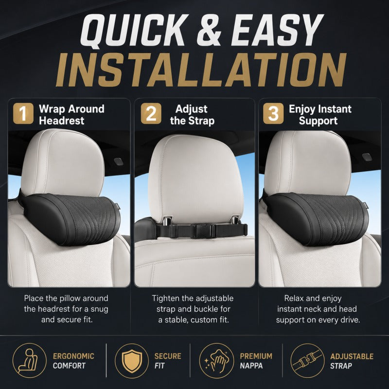 🚗💤 Relieve Driving Fatigue! Universal Memory Foam Car Headrest Neck Pillow, Ergonomic Support Auto Neck Cushion for Long Road Trips