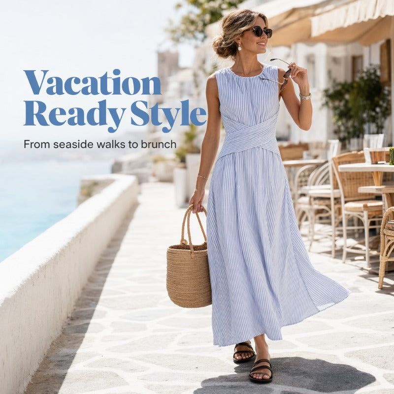 Limited-time 50% off⏰Women Casual Striped Maxi Dress