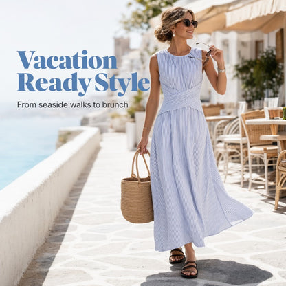 Limited-time 50% off⏰Women Casual Striped Maxi Dress