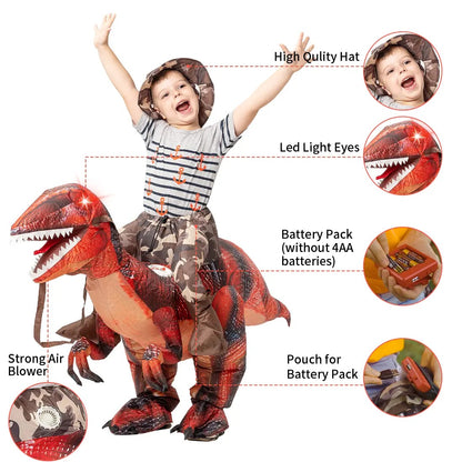 DEASIA  Men’s Inflatable T-Rex Dinosaur Costume – Full Body Blow-Up Halloween Costume with Glowing Red Eyes