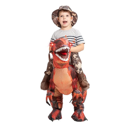 DEASIA  Men’s Inflatable T-Rex Dinosaur Costume – Full Body Blow-Up Halloween Costume with Glowing Red Eyes