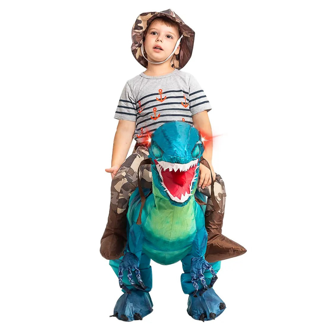DEASIA  Men’s Inflatable T-Rex Dinosaur Costume – Full Body Blow-Up Halloween Costume with Glowing Red Eyes