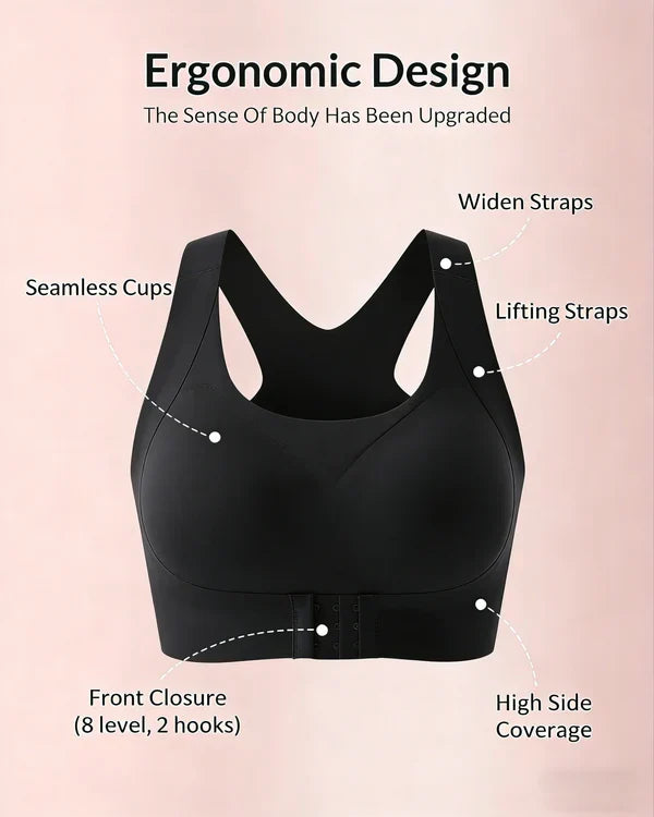 Front Closure Cross-Back Wireless Support Bra