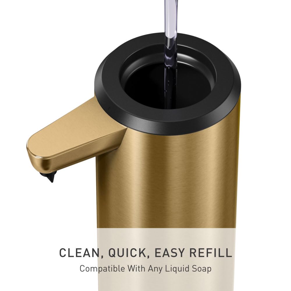 Liquid Sensor Pump, 9 oz Automatic Soap Dispenser for Kitchen and Bathroom, Touchless Motion Sensor, Variable Dispense, Rechargeable, No-Drip Spout, High-Grade Brushed Stainless Steel