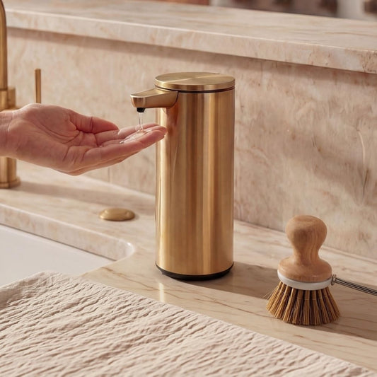 Liquid Sensor Pump, 9 oz Automatic Soap Dispenser for Kitchen and Bathroom, Touchless Motion Sensor, Variable Dispense, Rechargeable, No-Drip Spout, High-Grade Brushed Stainless Steel