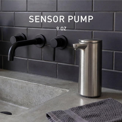 Liquid Sensor Pump, 9 oz Automatic Soap Dispenser for Kitchen and Bathroom, Touchless Motion Sensor, Variable Dispense, Rechargeable, No-Drip Spout, High-Grade Brushed Stainless Steel