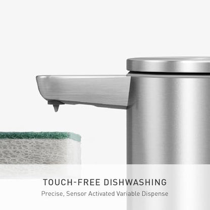 Liquid Sensor Pump, 9 oz Automatic Soap Dispenser for Kitchen and Bathroom, Touchless Motion Sensor, Variable Dispense, Rechargeable, No-Drip Spout, High-Grade Brushed Stainless Steel