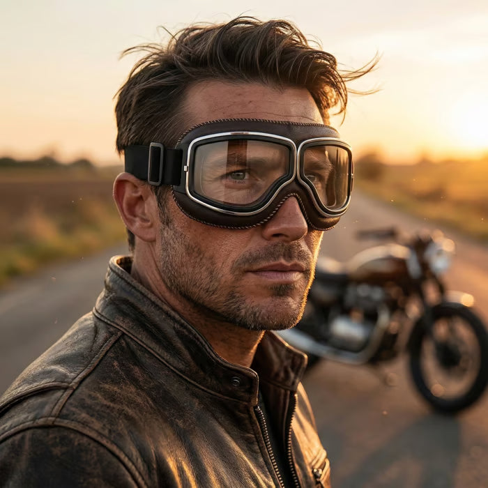 🔥 Vintage Motorcycle Goggles (Fits Over Glasses)