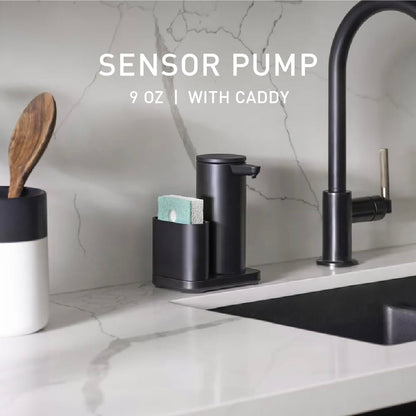 Liquid Sensor Pump, 9 oz Automatic Soap Dispenser for Kitchen and Bathroom, Touchless Motion Sensor, Variable Dispense, Rechargeable, No-Drip Spout, High-Grade Brushed Stainless Steel