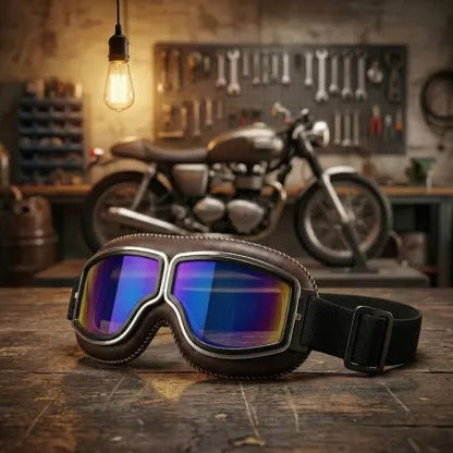 🔥 Vintage Motorcycle Goggles (Fits Over Glasses)