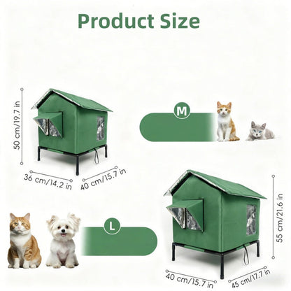 🐱 LIMITED-TIME 50% OFF! All-Weather Elevated Outdoor Cat House – Waterproof, Thermal Lining, Foldable✨