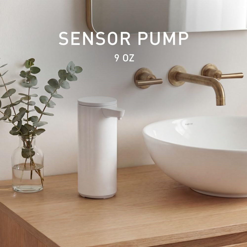 Liquid Sensor Pump, 9 oz Automatic Soap Dispenser for Kitchen and Bathroom, Touchless Motion Sensor, Variable Dispense, Rechargeable, No-Drip Spout, High-Grade Brushed Stainless Steel