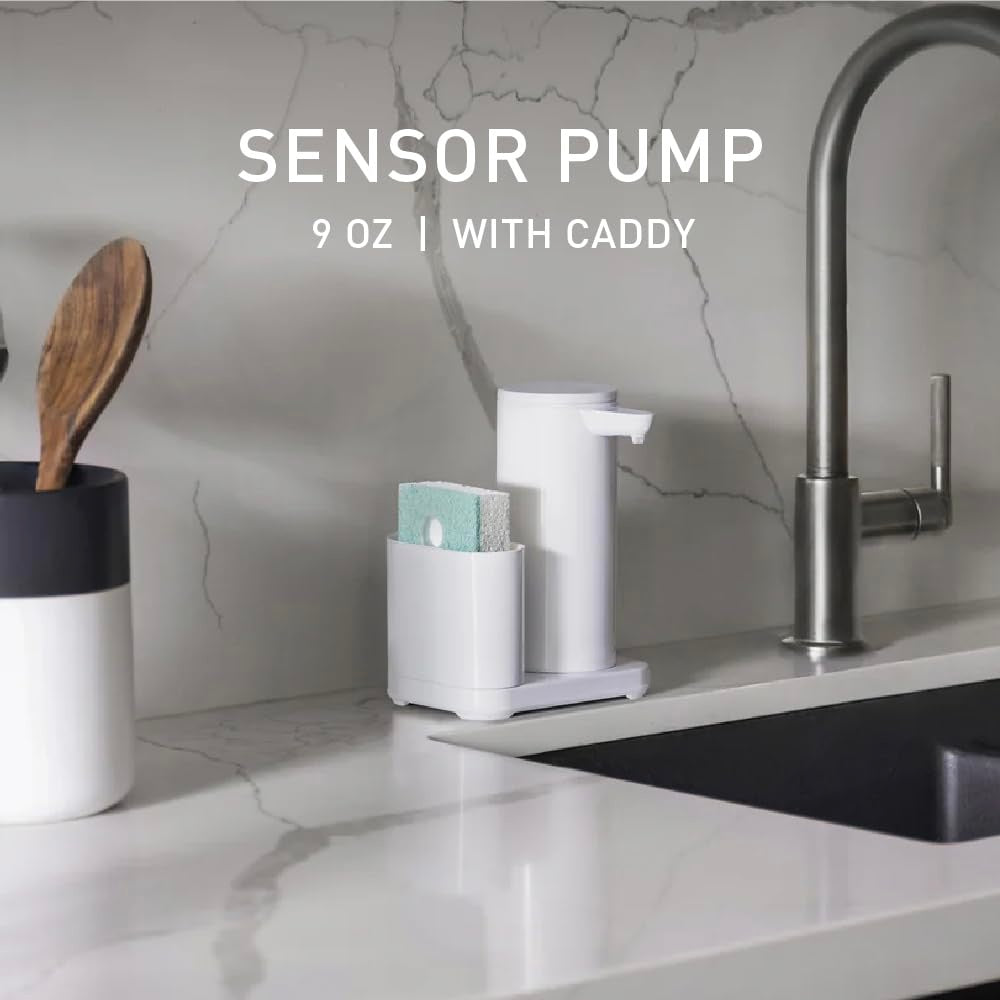 Liquid Sensor Pump, 9 oz Automatic Soap Dispenser for Kitchen and Bathroom, Touchless Motion Sensor, Variable Dispense, Rechargeable, No-Drip Spout, High-Grade Brushed Stainless Steel